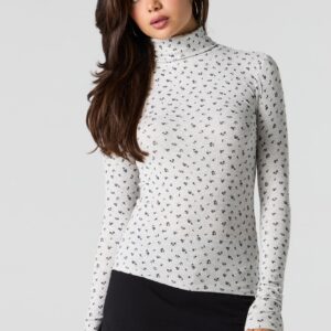 Ribbed Turtleneck Long Sleeve Top